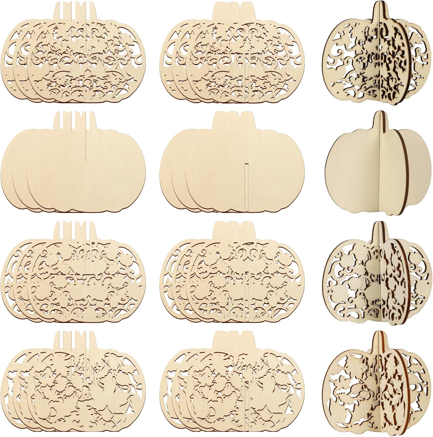COCHIE DIY 3D Fall Pumpkin Wood Crafts to Paint for Kids Adults, Paintable Unfinished Wooden Slices