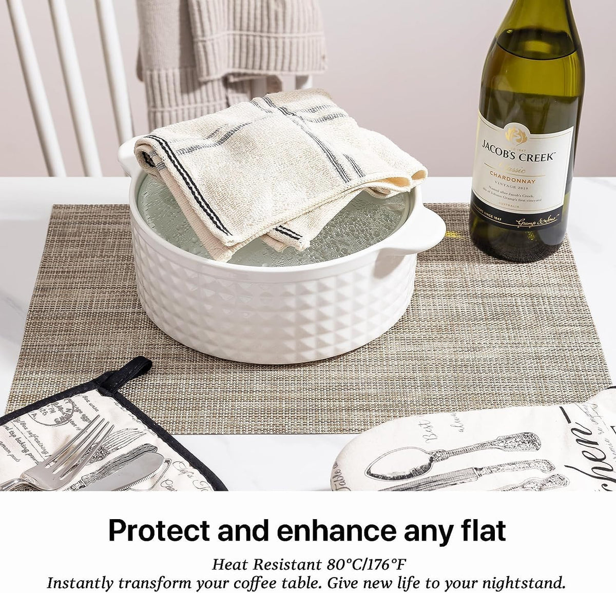 LEXMORE Placemat Set of 4 Vinyl/Plastic Woven Place Mats for Kitchen Table Indoor/Outdoor Washable