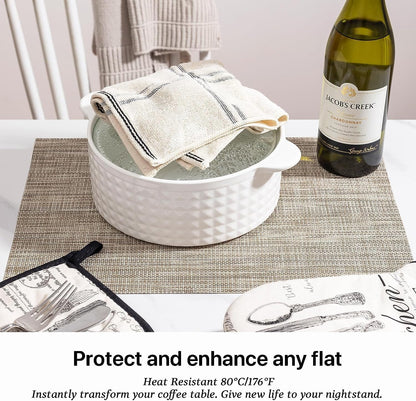 LEXMORE Placemat Set of 4 Vinyl/Plastic Woven Place Mats for Kitchen Table Indoor/Outdoor Washable