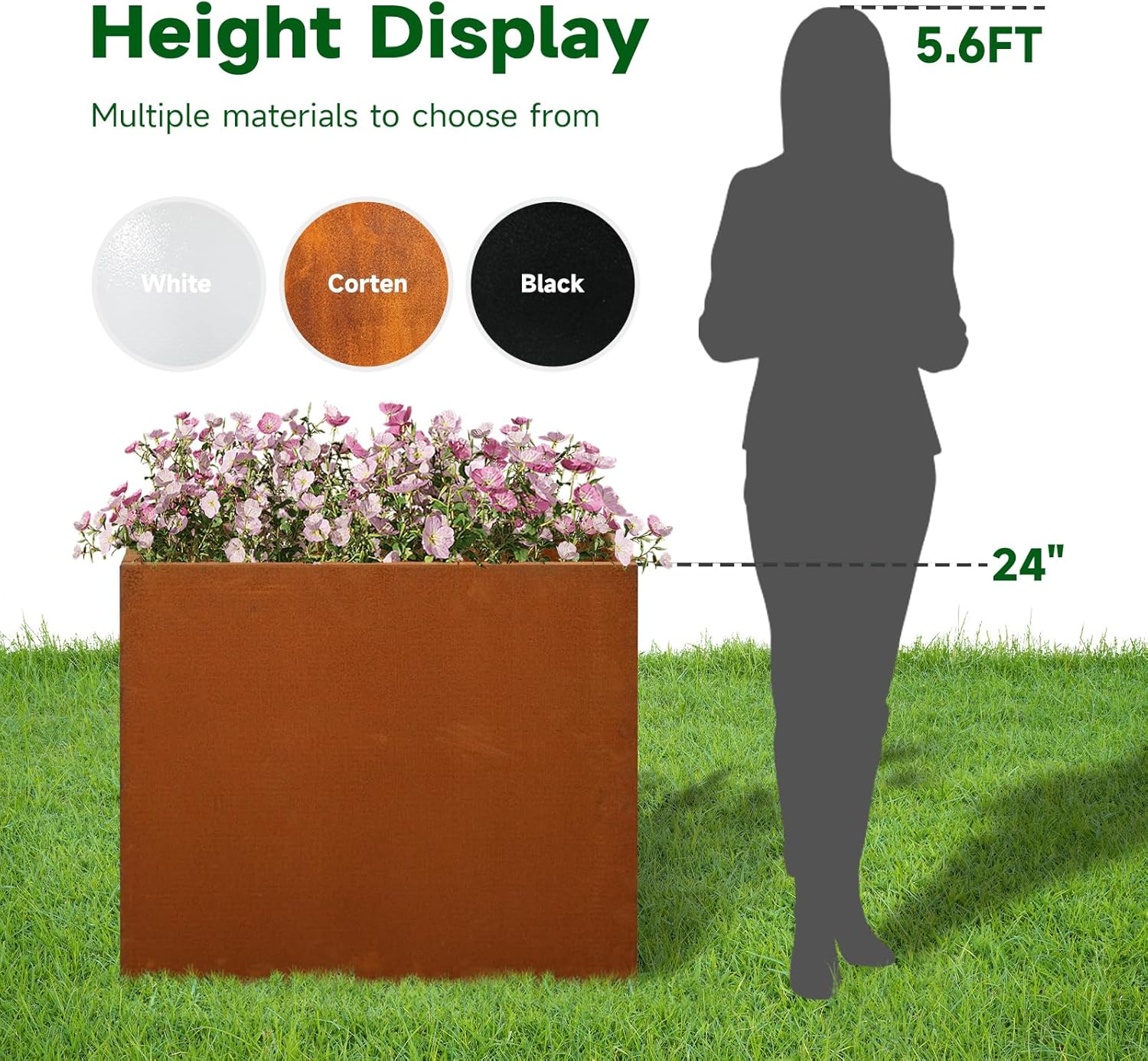 Galvanized Steel Metallic Heavy Planter for Outdoor Plants Metal Outdoor Planter Spliced Flower Box
