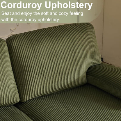 Karl home U-Shape Sectional Sofa Couch 111" Modern 4-Seat Sofa with Chaises Corduroy Fabric