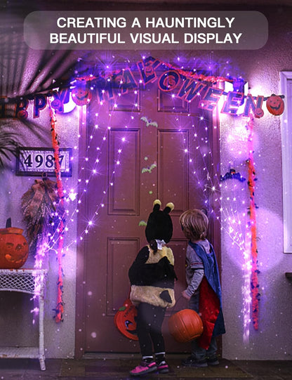 suddus Purple Curtain Lights for Halloween, 200 LED Hanging String Lights with USB Plug, Curtain