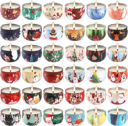 36Pack Christmas Scented Candles Sets,Long Burning,2.5oz Natural Soy Wax with Essential Oils