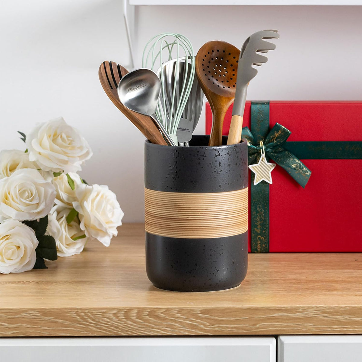 Large Storage Containers with Lids, Ceramic Coffee Container Kitchen Food Storage Jars for Spice