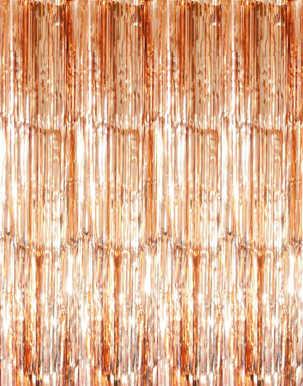 GOER 3.2 ft x 8.2 ft Metallic Tinsel Foil Fringe Curtains Party Photo Backdrop Party Streamers for