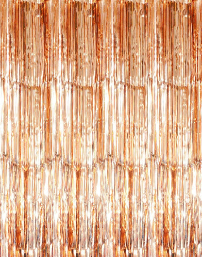 GOER 3.2 ft x 8.2 ft Metallic Tinsel Foil Fringe Curtains Party Photo Backdrop Party Streamers for