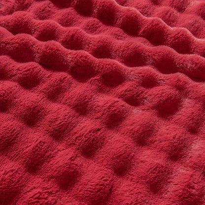 NEWCOSPLAY Faux Fur Throw Blanket Red Bubble Blanket Thick Warm Soft for Couch Sofa Bed 550GSM