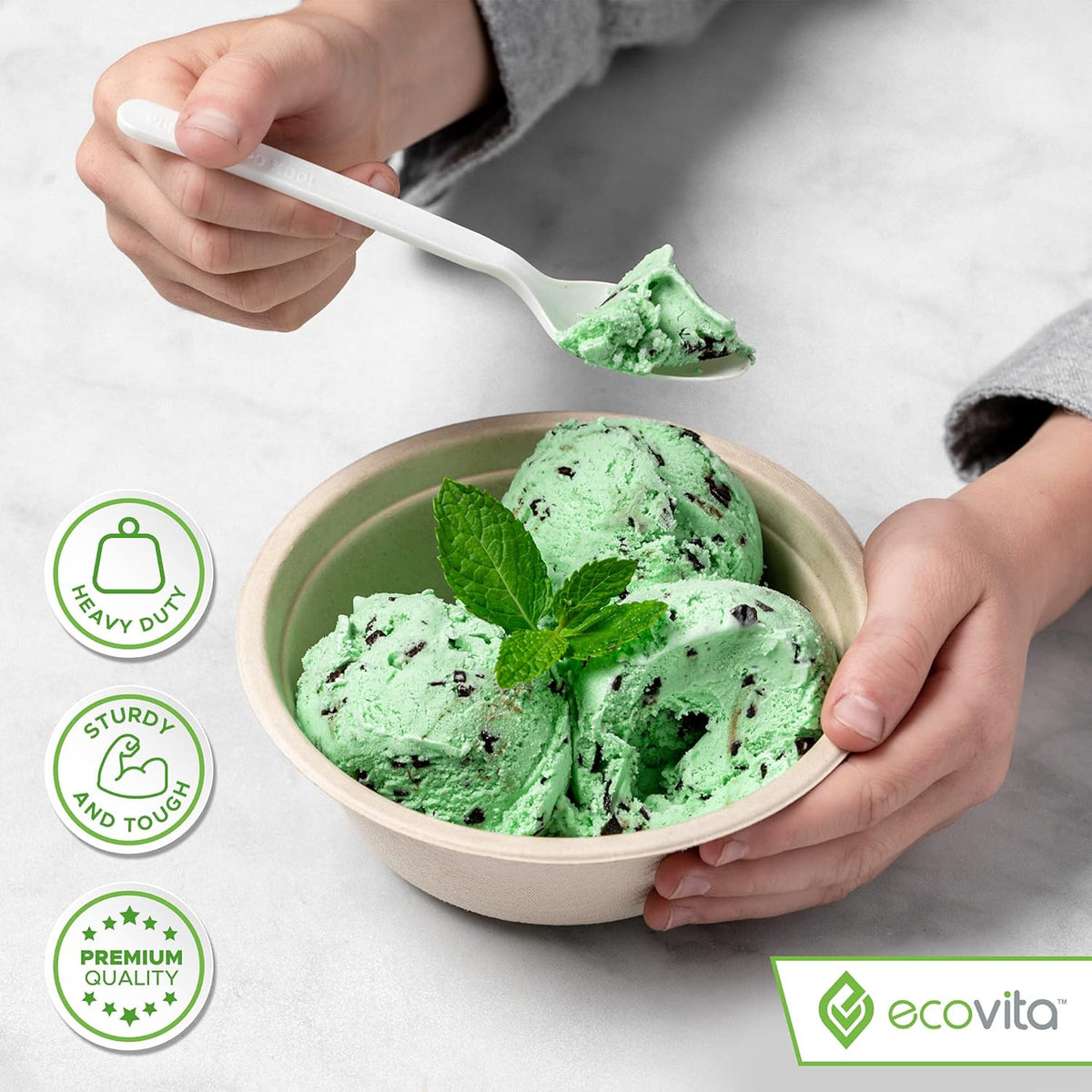 100% Compostable Paper Bowls [16 oz.] – 150 Disposable Bowls Eco Friendly Sturdy Tree Free Liquid