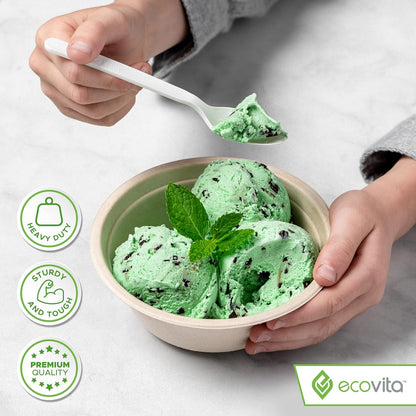 100% Compostable Paper Bowls [16 oz.] – 150 Disposable Bowls Eco Friendly Sturdy Tree Free Liquid