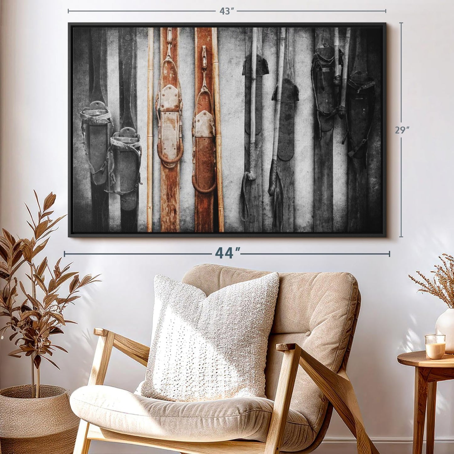 ElephantStock Ski Collection Wall Art - Horizontal Framed Canvas - 1-Piece Bathroom Wall Decor