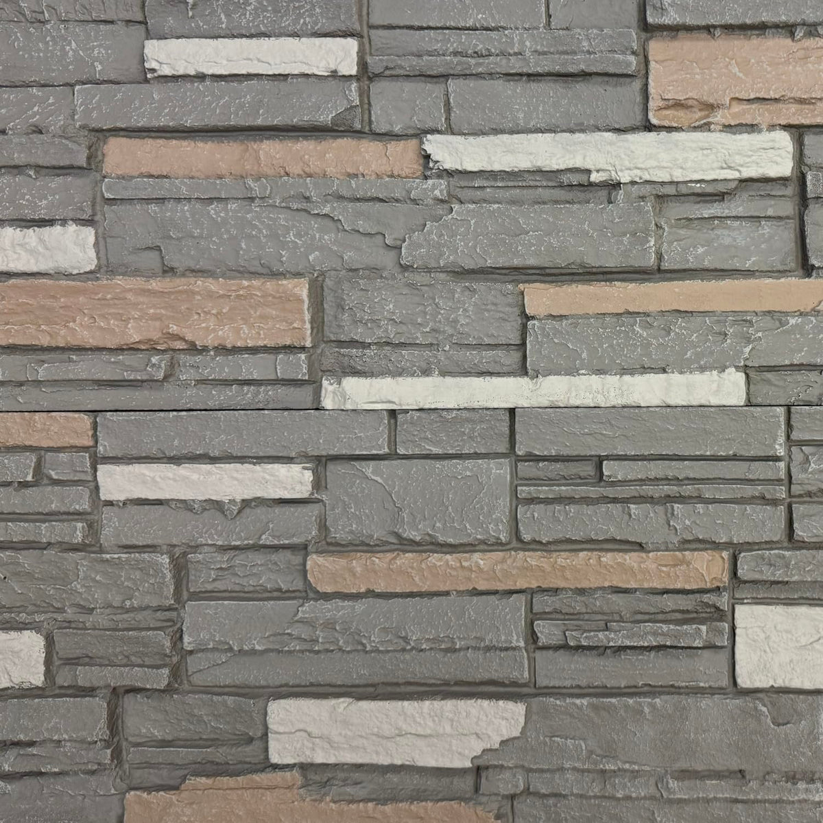 OTECKO 6-Pack Faux Stone Wall Panel 48 in x 13 in x 2 in Stacked Stone High Density Polyurethane