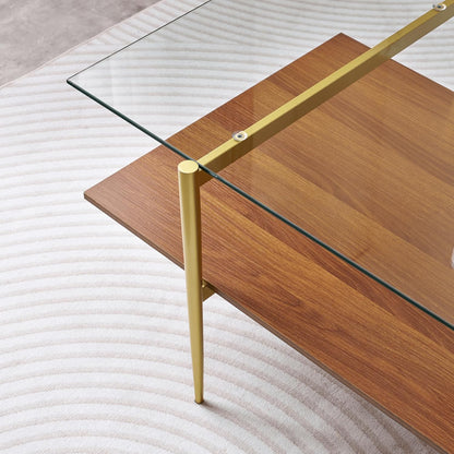 X-Large Rectangle Glass Coffee Table, Mid-Century Modern Design, for Living Room, L47 x W24 x H17