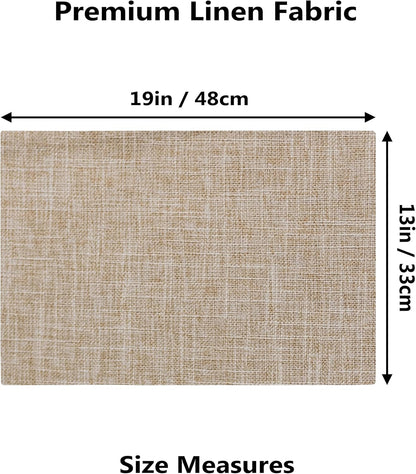 Demetex Linen Textured Placemats Set of 8 Farmhouse Table Place Mats Wipeable Heat Resistant