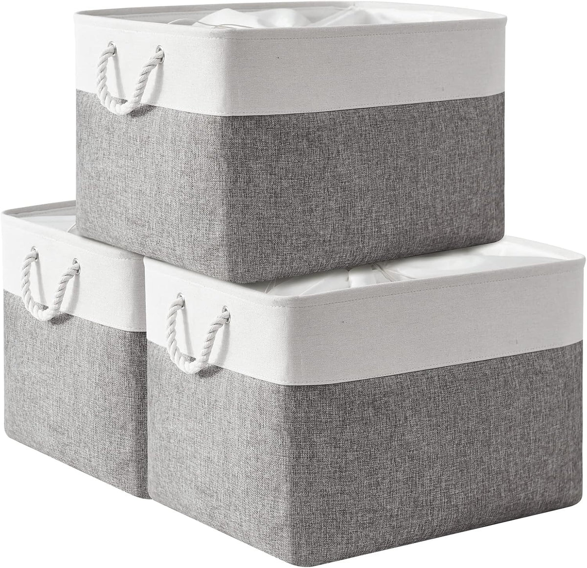 TheWarmHome Storage Bins Baskets for Organizing, 20.5L×15.7W×13.8H 3 Pack Sturdy Fabric Storage