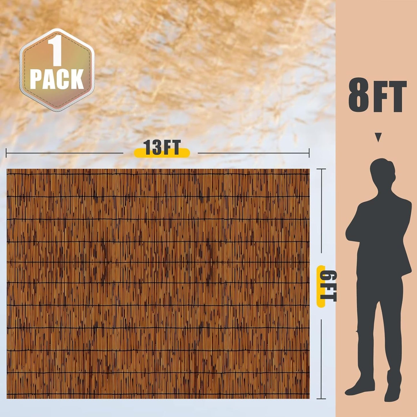 Natural Reed Fencing 6FT X 13FT Reed Fence 6FT High Balcony Reed Fence Privacy Reed Screen for