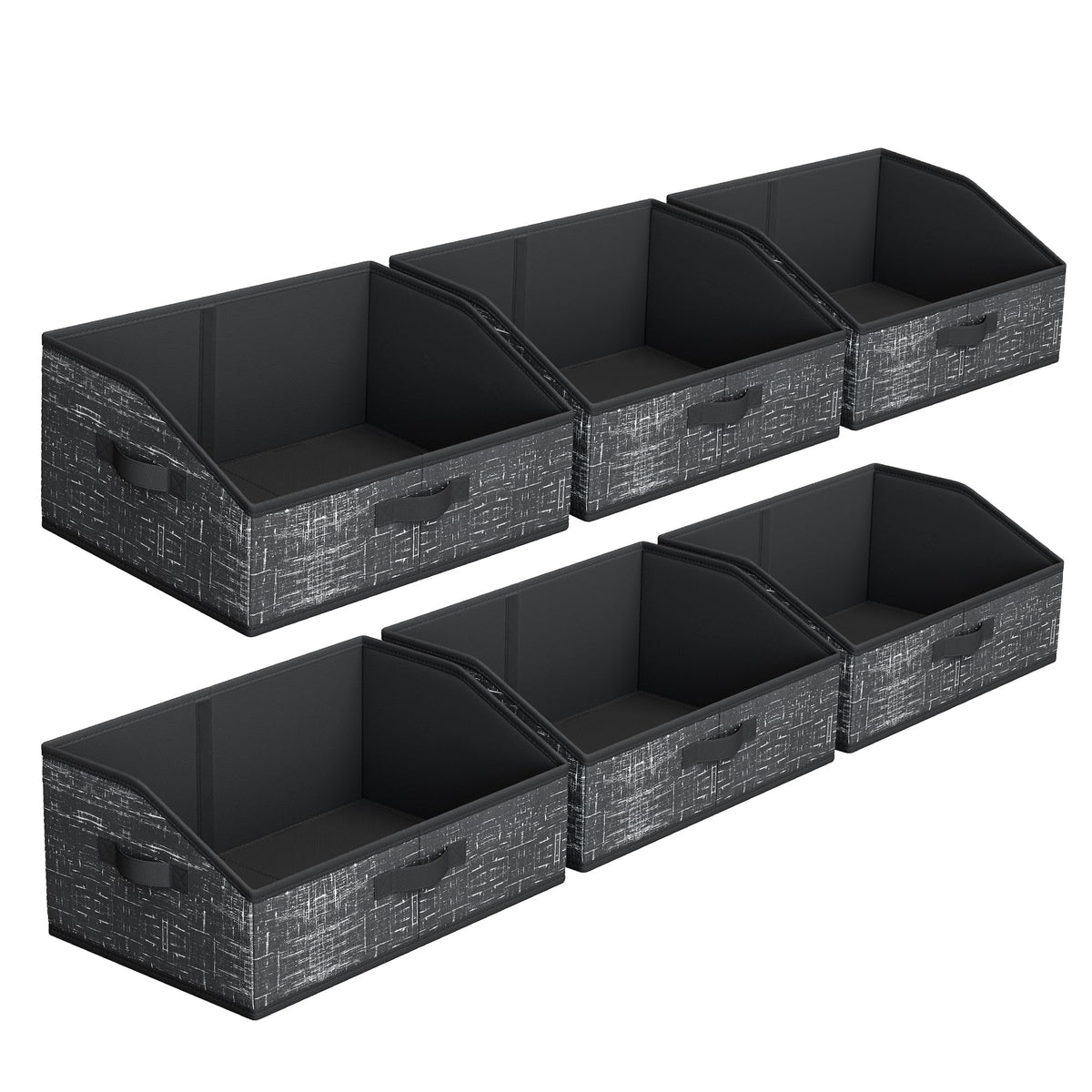 SONGMICS Storage Baskets, Set of 6, Foldable Closet Organizer for Shelves