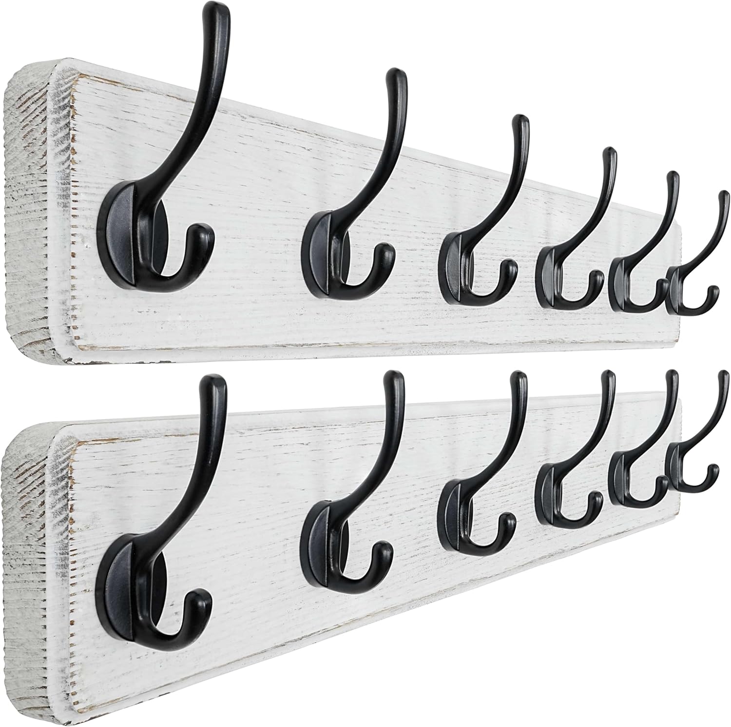 Dseap Wall Mounted Coat Rack: 24" Long, Patented, Heavy-Duty, 6-Double-Hooks Wooden Hanger Rail for