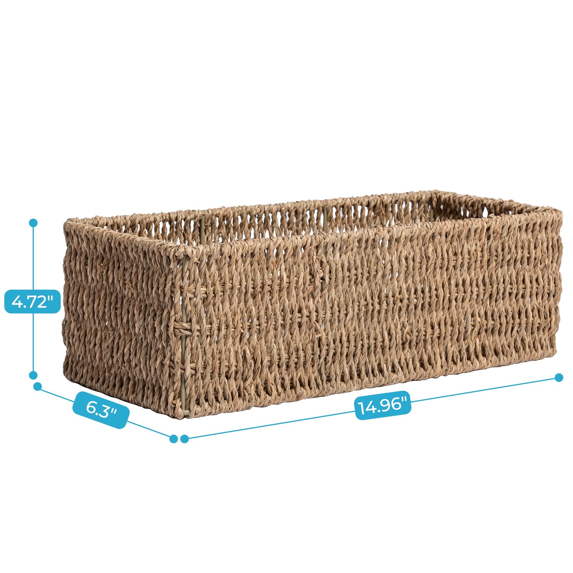 JS HANGER Toilet Basket Tank Topper， Seagrass Storage Baskets, Rectangular Wicker Baskets for