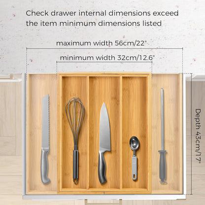 Utoplike Bamboo Expandable Kitchen Drawer Organizer, Adjustable Utensil Holder and Cutlery Tray