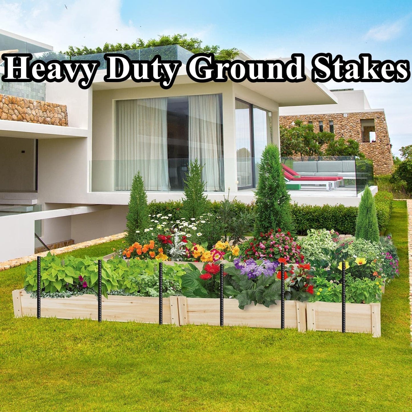 16 Inch Rebar Stakes 30 Pack Heavy Duty Ground Anchors with Chisel Point End Long Straight Steel