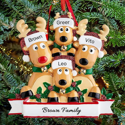 Personalized Christmas Ornaments 2025, Custom Reindeer Family Ornaments for Trees with Names
