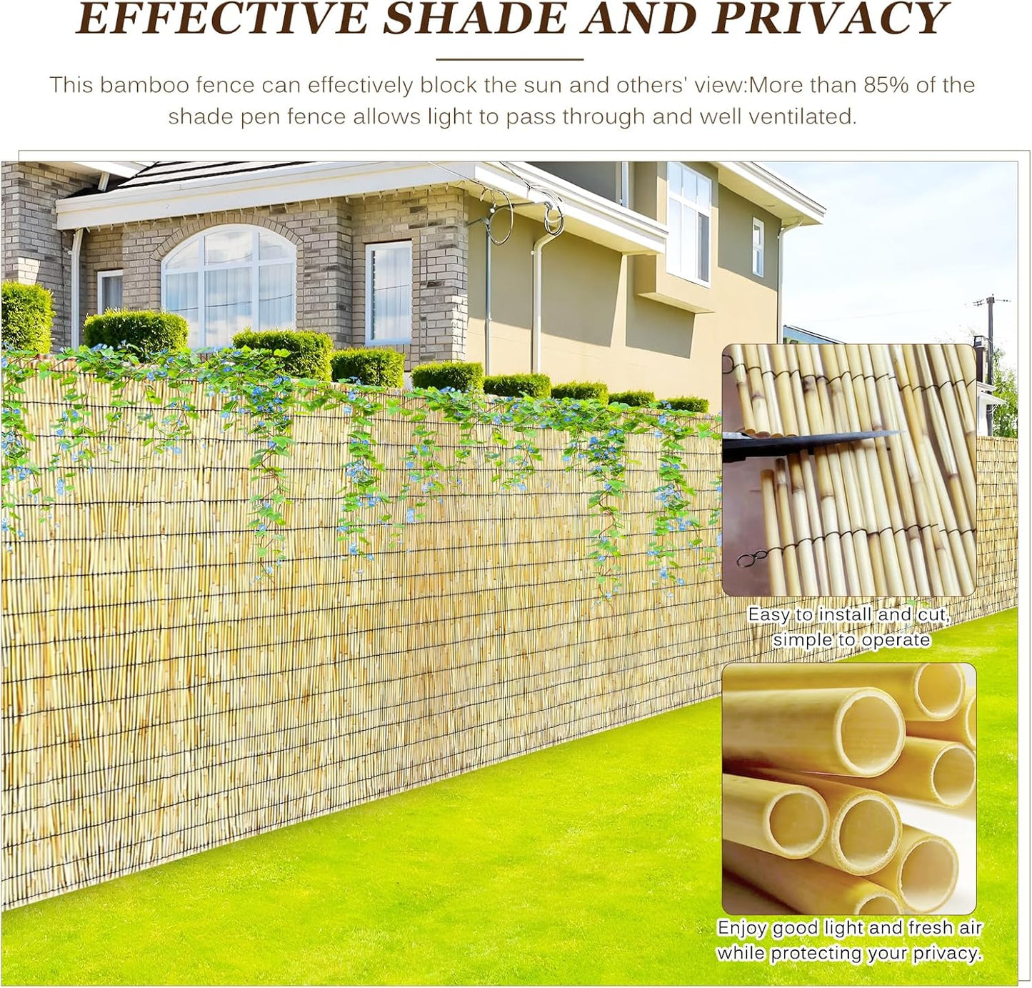 Natural Reed Fencing Rolls: Privacy Bamboo Fence 3/4/5/6ft High Roll Reed Screen, Decorative Bamboo