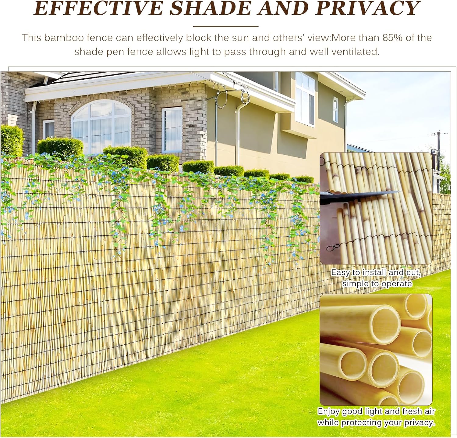 Natural Reed Fencing Rolls: Privacy Bamboo Fence 3/4/5/6ft High Roll Reed Screen, Decorative Bamboo