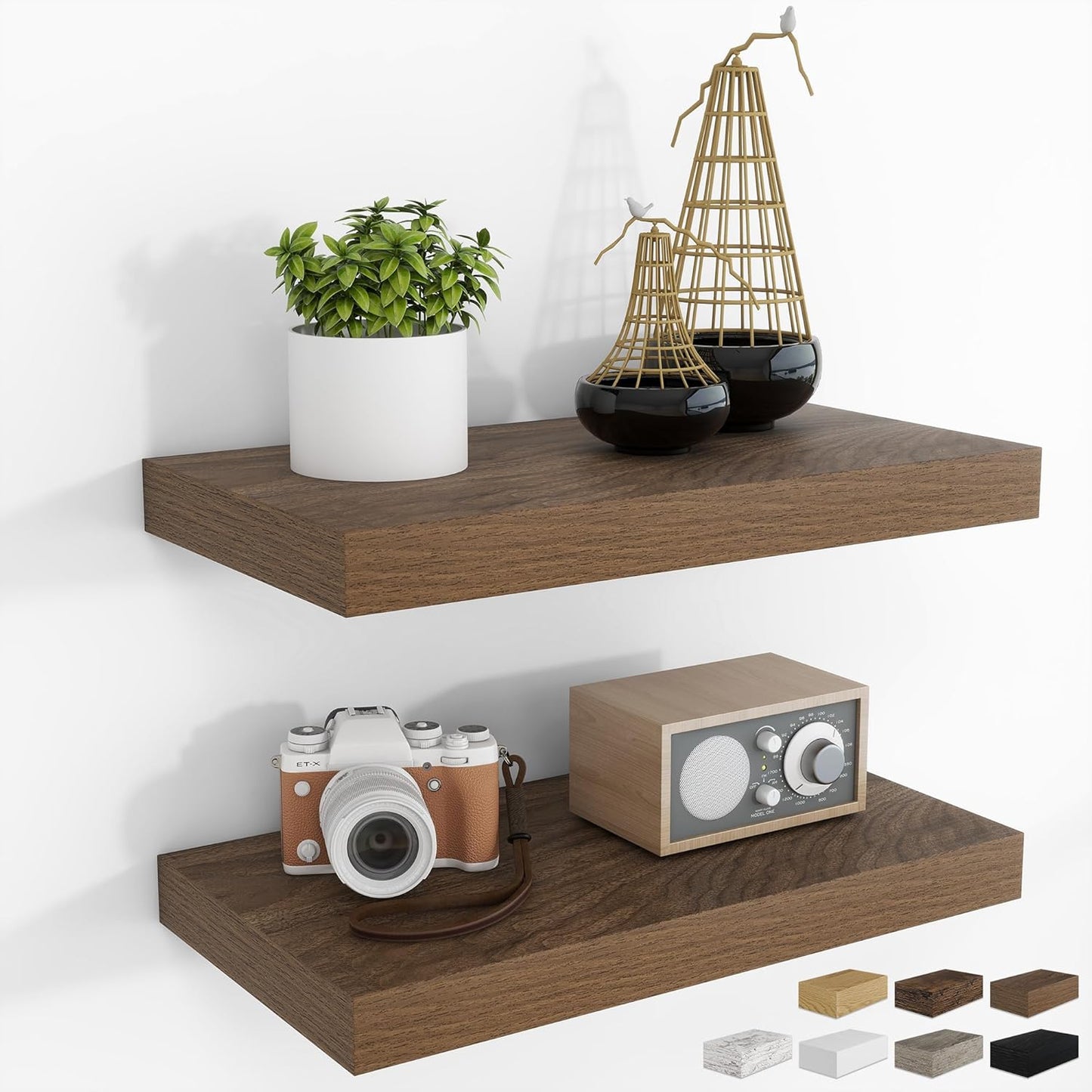 RICHFOCUS 16Inch Floating Shelves for Wall 2 Pack Shelves for Bedroom|Kitchen|Bathroom Wall Mounted