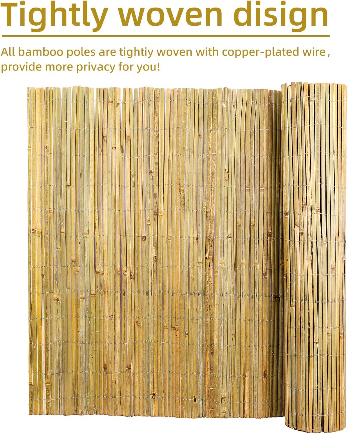 Natural Bamboo Slat Screening,6FT x 13FT Bamboo Fence Panel for Garden Privacy Fence Screen for