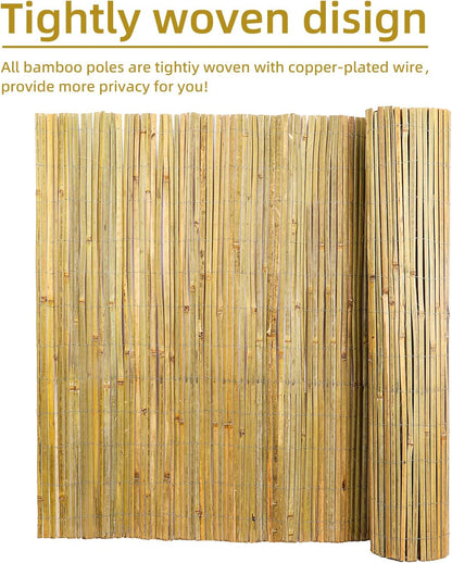 Natural Bamboo Slat Screening,6FT x 13FT Bamboo Fence Panel for Garden Privacy Fence Screen for