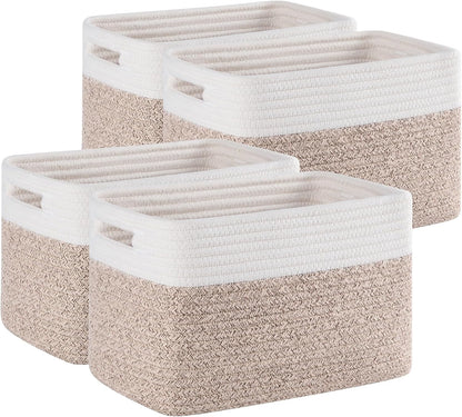 4 Pack Storage Baskets for Organizing, Woven Baskets for Shelves - Perfect for Toys, Books, Towels