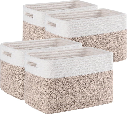 4 Pack Storage Baskets for Organizing, Woven Baskets for Shelves - Perfect for Toys, Books, Towels