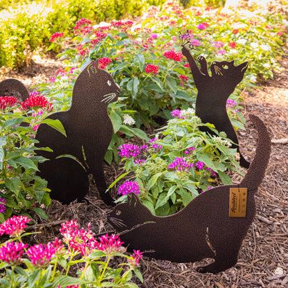 RealSteel I 3 Pack Steel Cat Garden Decor I Outdoor Yard Decorations I Gift for Cat Lovers I Lawn