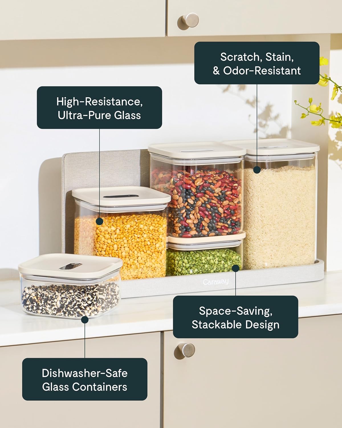 Caraway 2.5qt Glass Airtight Food Storage Container with Lid – Non-Toxic, BPA-Free Kitchen Storage