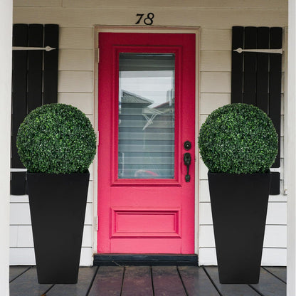 Kozyard 15.4" x 15.4" x 30" Tall Taper Black Metal Planter Flower Plant Pot Indoor Outdoor Planters