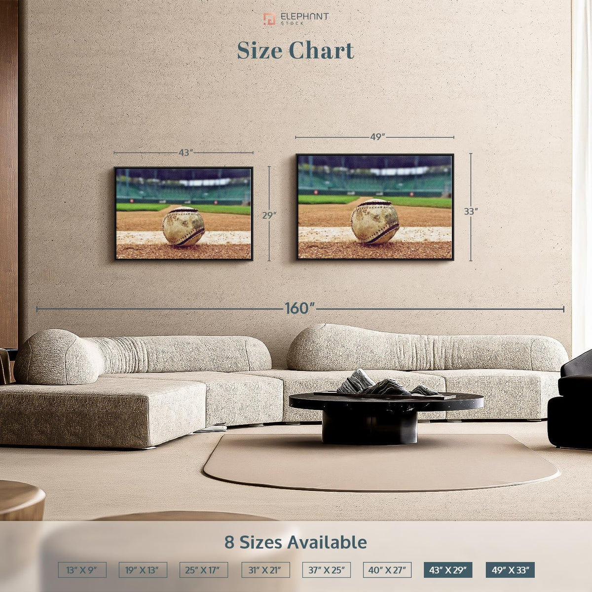 ElephantStock Baseball In Stadium Wall Art - Horizontal Framed Canvas - 1-Piece Living Room Wall