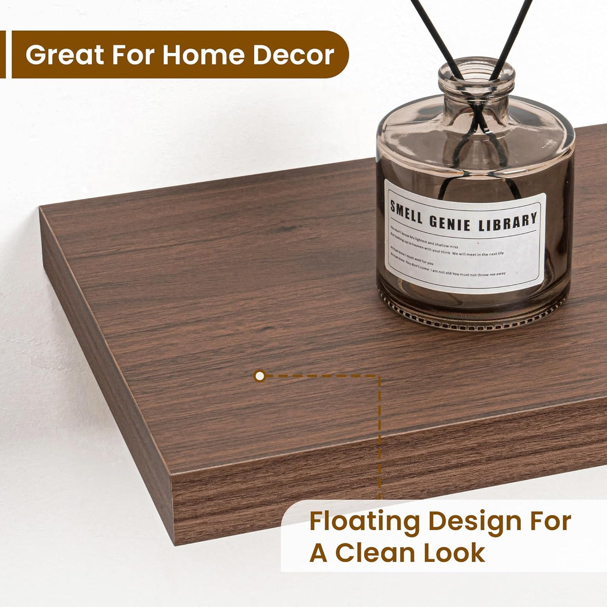 Fun Memories 40" Rustic Wood Floating Shelves with Invisible Brackets for Storage & Decor, Deep