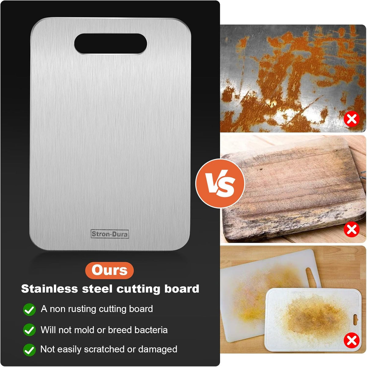 Cutting Boards for Kitchen, Cutting Board, Foodgrade Stainless Steel Cutting Board for Meat,Fruit