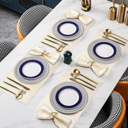 SUEH DESIGN Faux Leather Placemats Set of 6, Wipeable Place Mats Heat Resistant Table Mats
