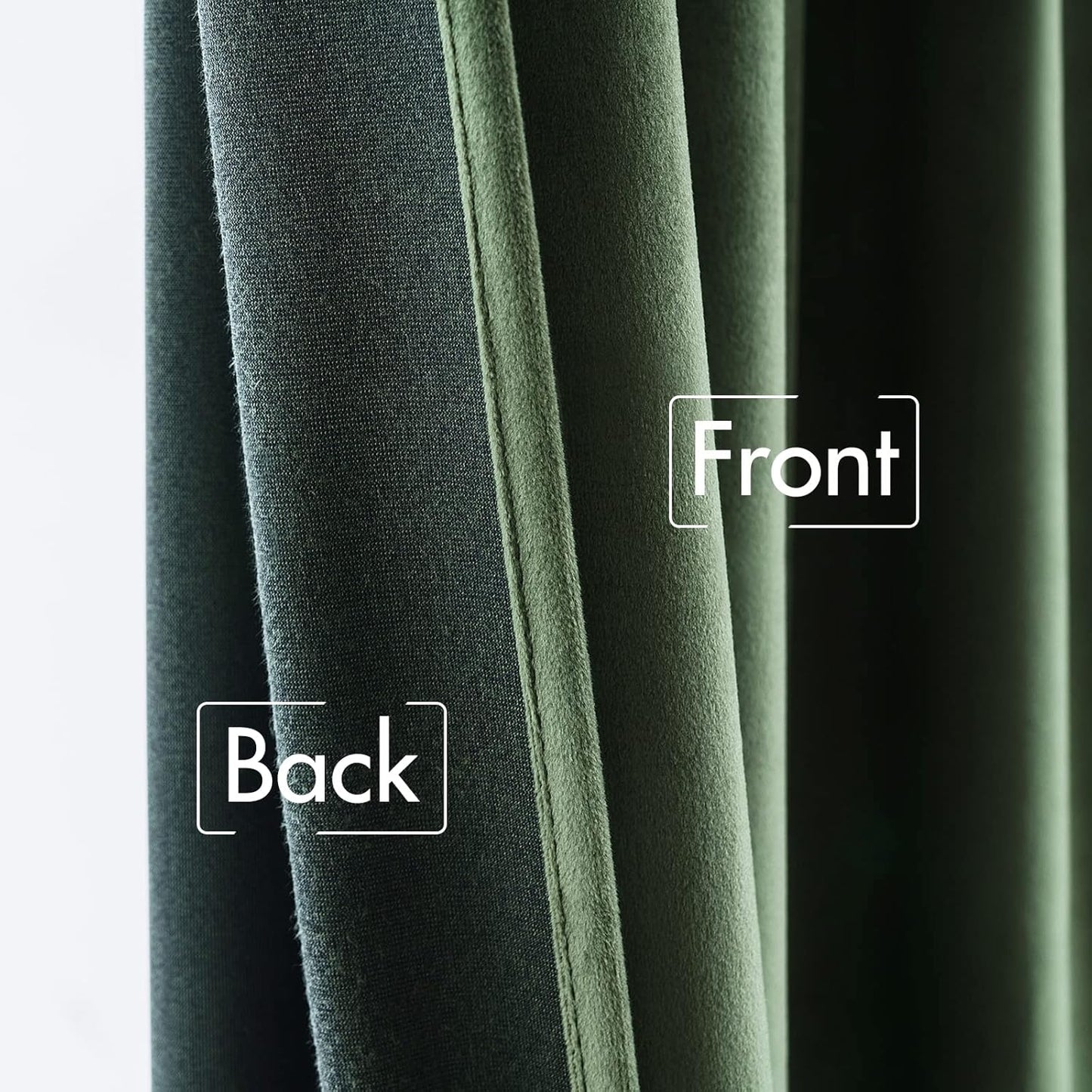 MIULEE Olive Green Velvet Curtains 102 inches 2 Panels - Pinch Pleated Luxury Room Darkening