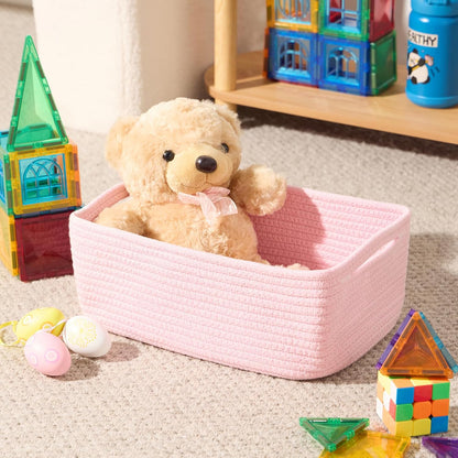 Small Storage Baskets for Organizing | Closet Organizer Bins | Shelf Toy Basket | Woven Rope
