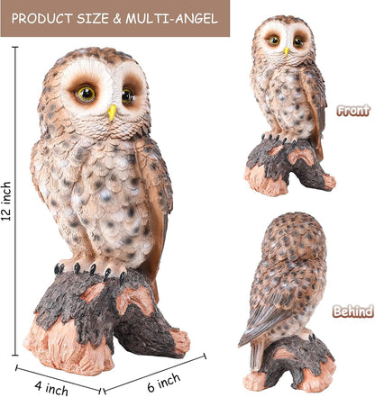WONDER GARDEN Owl Statue Decor, Outdoor Resin Owl Figurine Sculpture for Home Porch Patio Lawn Yard