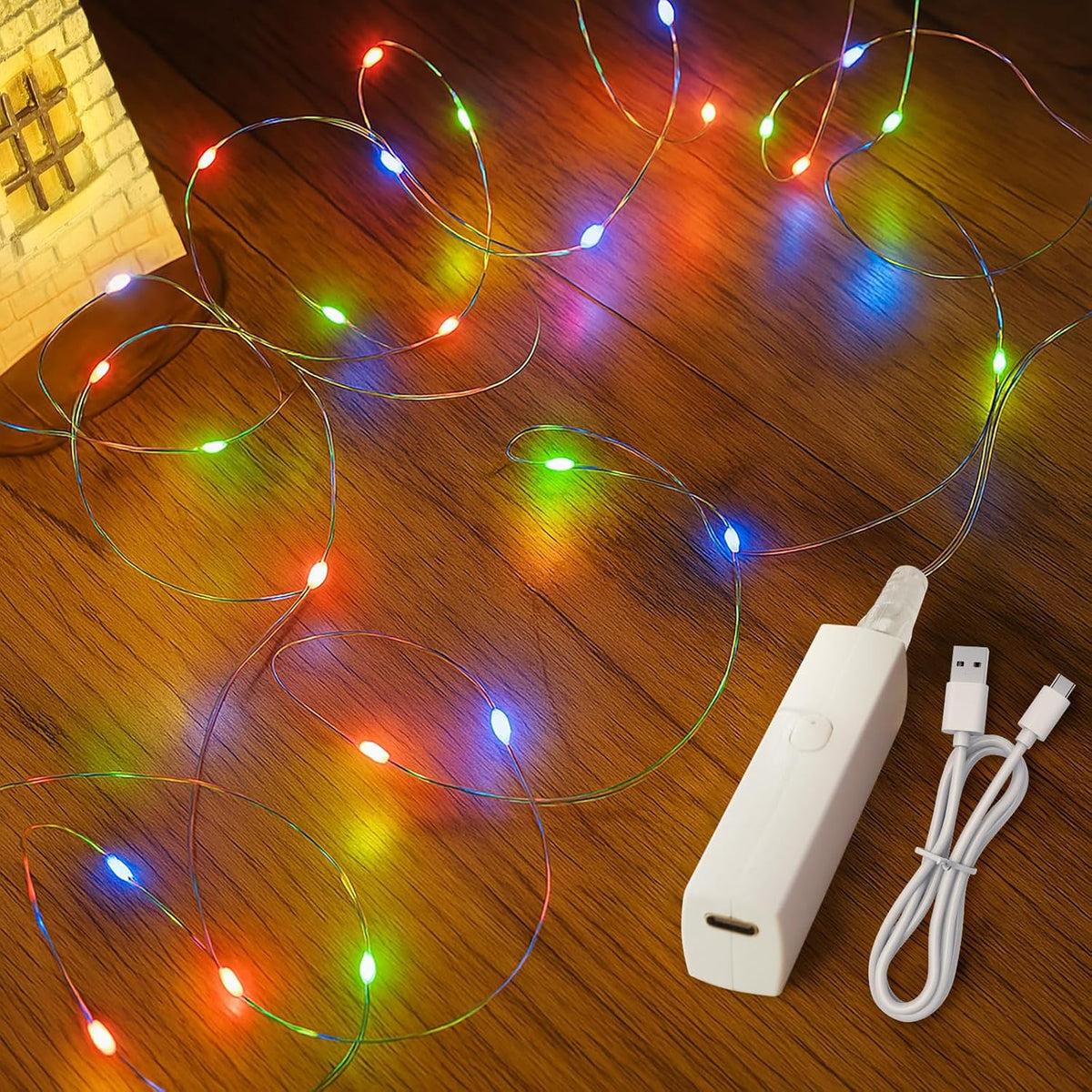 Lakumu 32FT(16*2) Fairy Lights Battery Operated String Lights, Rechargeable Twinkle Lights with