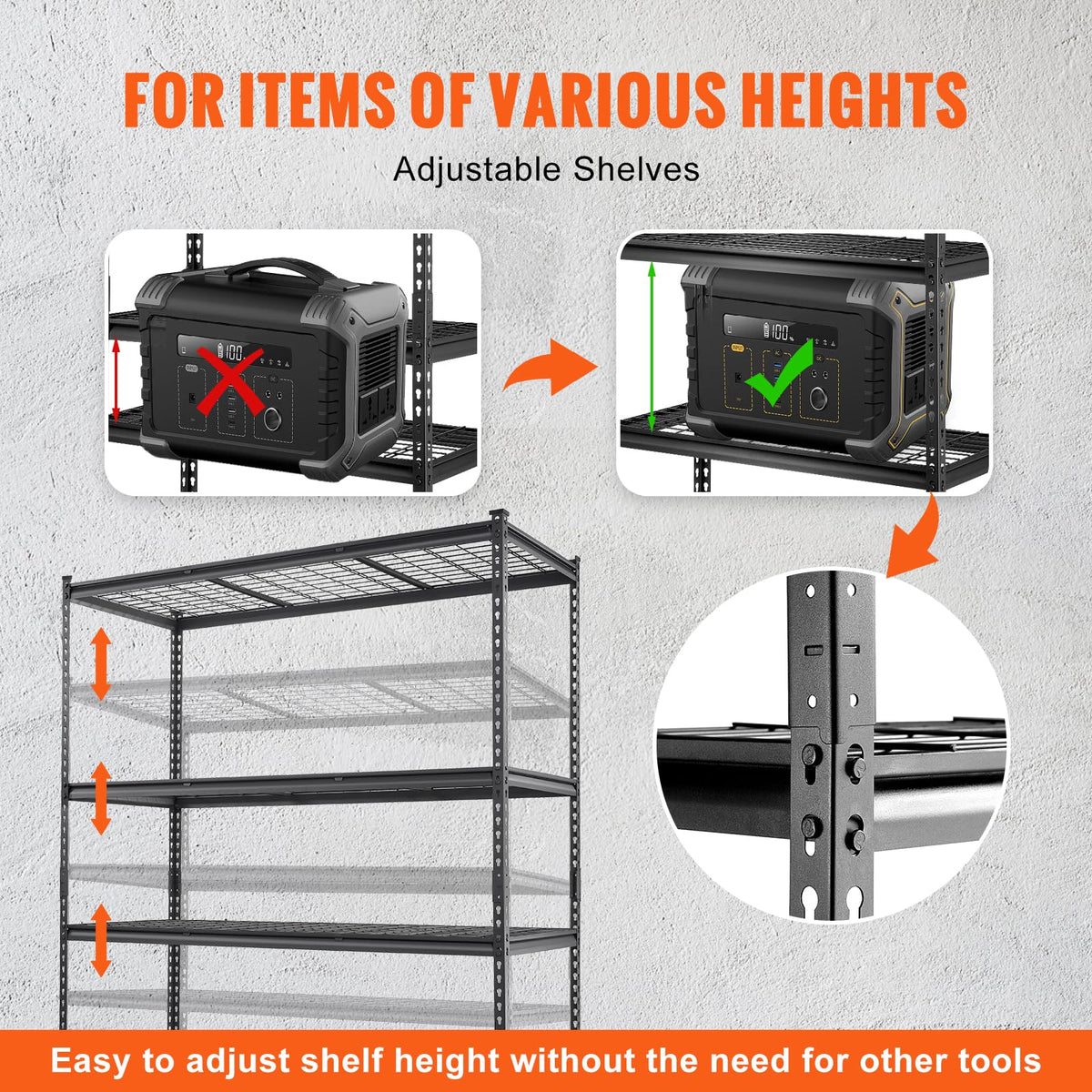 VEVOR Storage Shelving Unit 5-Tier Adjustable 2000 lbs Capacity 60"x24"x78"