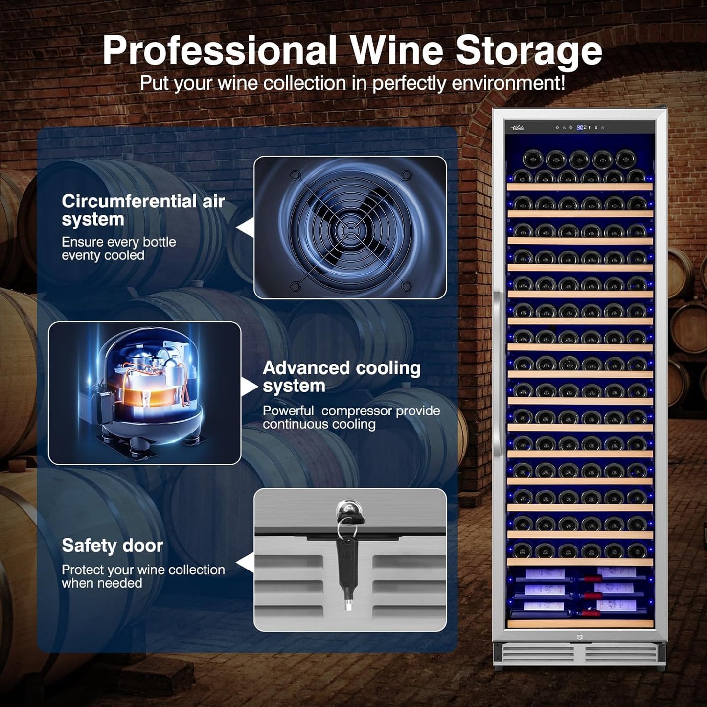 Upgraded 190 Bottles Wine Cooler Refrigerator,24 Inch Wide Wine Fridge with Professional