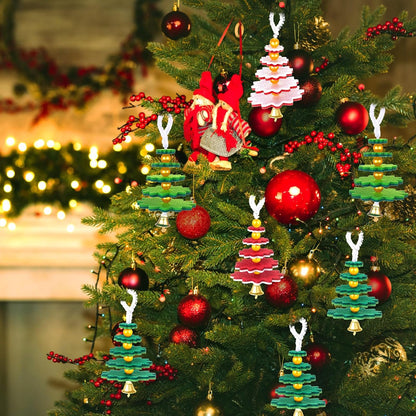 Hollowfly 24 Sets Felt Christmas Tree Ornament Craft Kit Small Layered Christmas Tree Felt Crafts