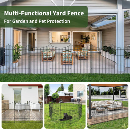 10 Panels Garden Fence Dog Fence Outdoor for Yard, 32in H x 23.6ft L Rustproof Metal Fencing with