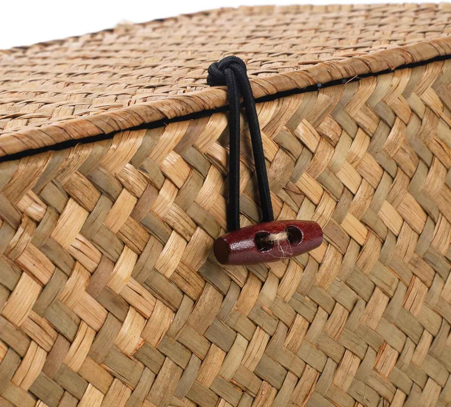 Wicker Basket with Lid, Seagrass Storage Basket, Woven Baskets for Storage, Decorative Storage