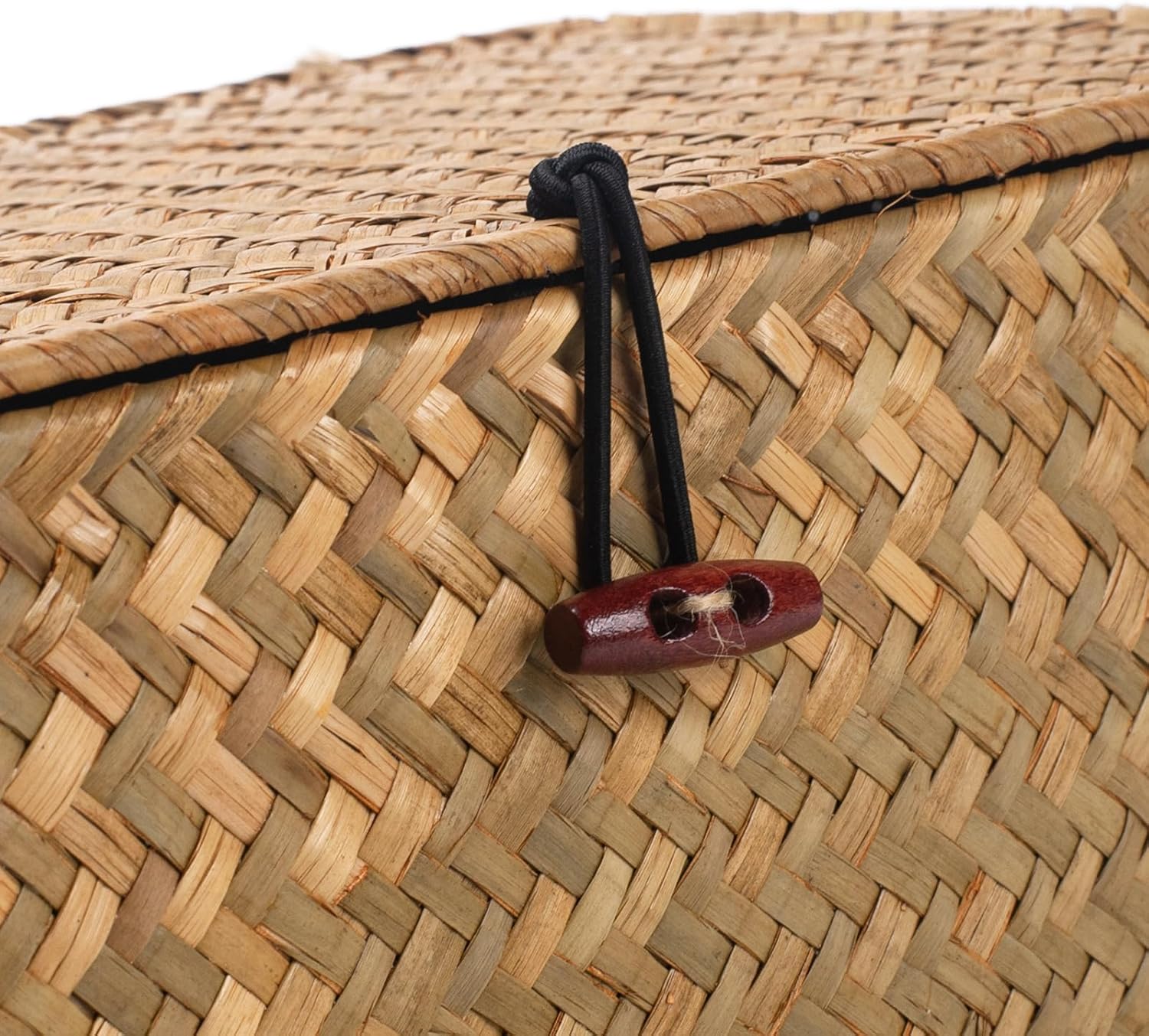 Wicker Basket with Lid, Seagrass Storage Basket, Woven Baskets for Storage, Decorative Storage
