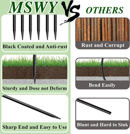 16 Inch Rebar Stakes 30 Pack Heavy Duty Ground Anchors with Chisel Point End Long Straight Steel